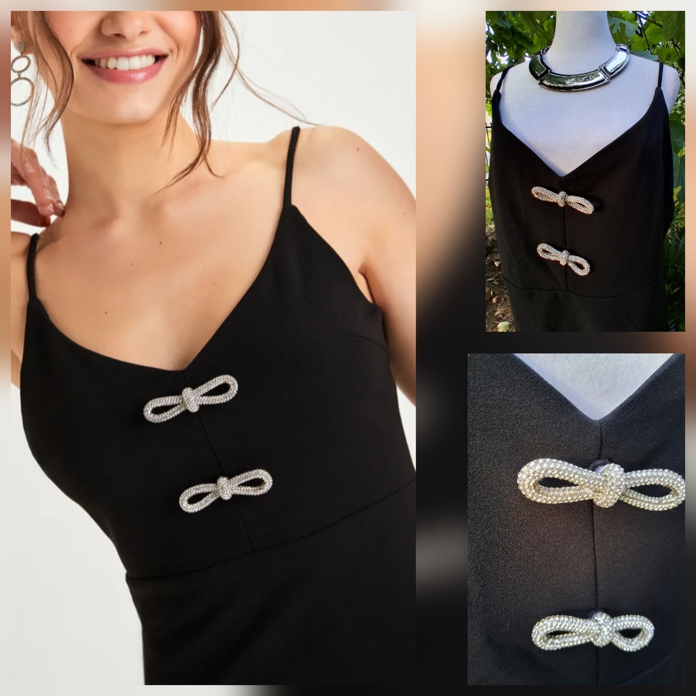 🔥NWT Lulu's Mini Dress Rhinestone BOWS Size XL & FREE GIFT